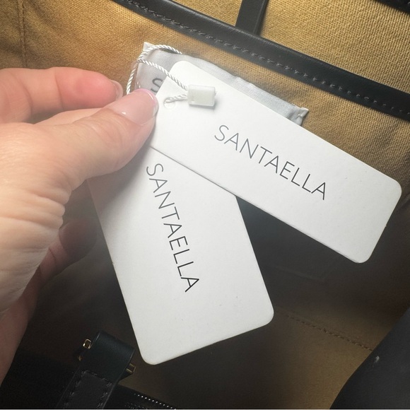 SANTAELLA Black Leather Valentina Tote Bag NWT - Picture 12 of 16